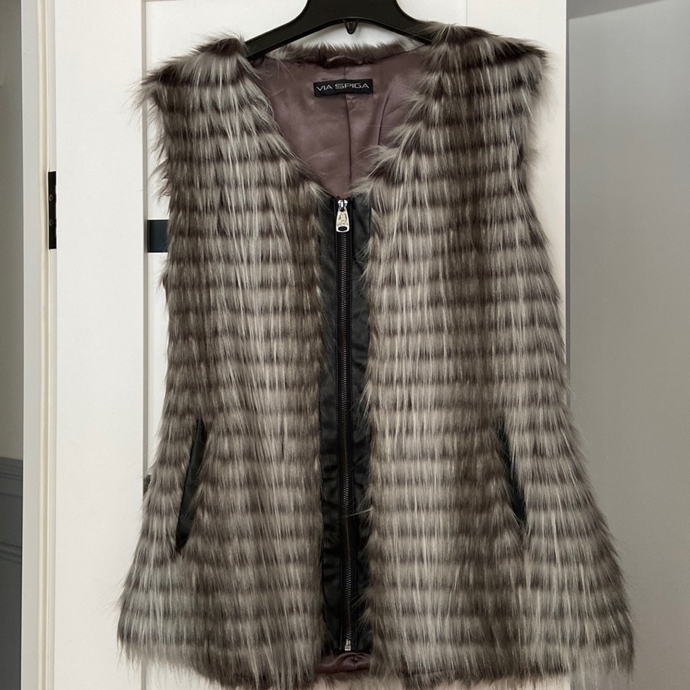 Gray fur vest